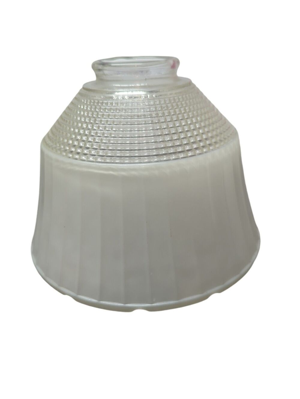 Vintage Paneled Grid Clear Milk Glass Lamp Shade National Home Light Council 954